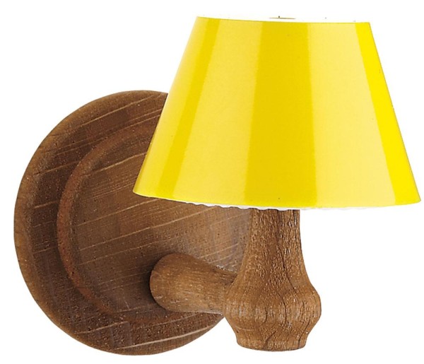 Wandlampe mit Kunststoffschirm für Puppenhaus, Schirm gelb
