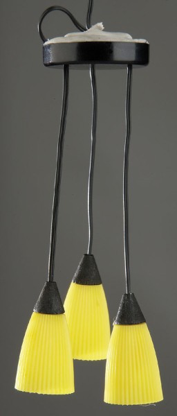 Hängelampe 3tlg.mit LED, für Puppenhaus gelbe Schirme