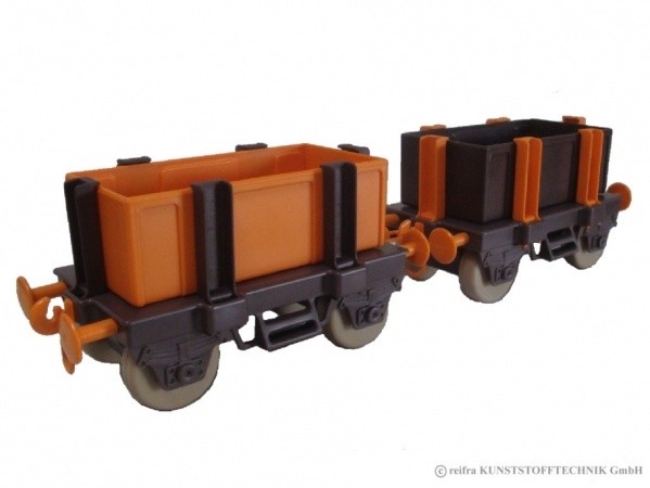 Kindereisenbahn Waggon Set 3 braun / orange
