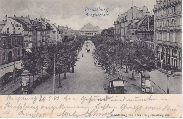 Ansichtskarte Strassburg Broglieplatz, ein altes Original