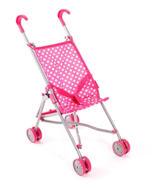 Mini-Buggy für Puppen Farbe pink mit Punkten