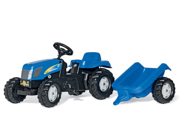 Trettraktor rollyKid New Holland, Farbe blau mit Anhänger