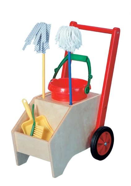 Putzwagen mit Kunststoff-Zubehörset, für Kinder