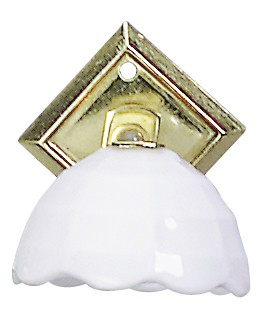Wandlampe Messingwandhalter mit Porzellanschirm für Puppenhaus