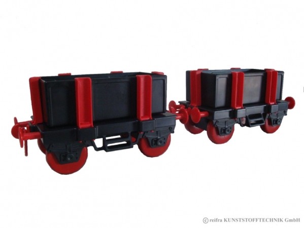 Kindereisenbahn Waggon Set 2 schwarz / rot schwarz / rot