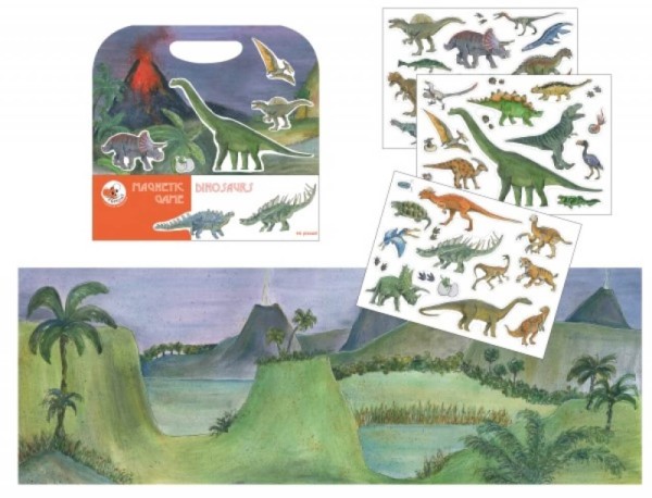 Magnetspiel Dinosaurier, mit vielen abnehmbaren Magneten - Reisespiel