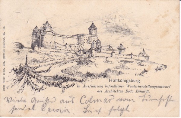 Ansichtskarte Hohkönigsburg im Elsass (Frankreich), ein altes Original