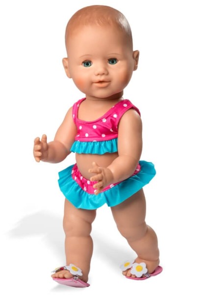 Puppen-Bikini, klein, mit Badeschläppchen, Gr. 28-35 cm