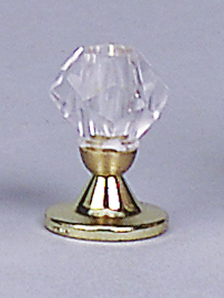 Tischlampe Messingfuß und Kristallschirm, für Puppenhaus